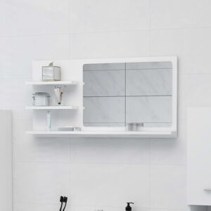 vidaXL Espejo de baño madera contrachapada blanco 90x10,5x45 cm