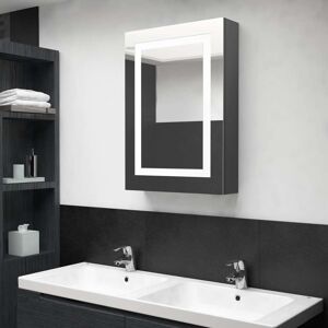 vidaXL Armario de baño con espejo LED gris brillante 50x13x70 cm