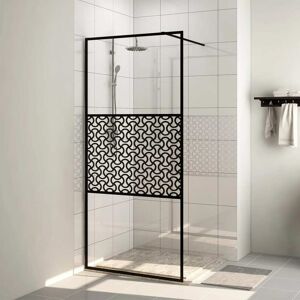 vidaXL Mampara ducha accesible vidrio ESG transparente negro 115x195cm