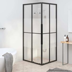 vidaXL Cabina de ducha ESG semiesmerilado negro 90x70x180 cm