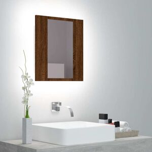 vidaXL Armario de baño con espejo LED madera marrón roble 40x12x45 cm