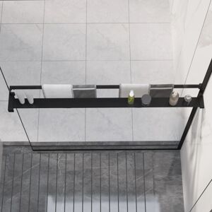 vidaXL Estante de pared de ducha aluminio negro 100 cm