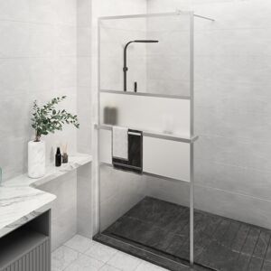 vidaXL Mampara ducha con estante vidrio ESG aluminio cromado 90x195 cm
