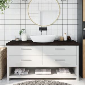 vidaXL Encimera de baño madera tratada marrón oscuro 160x60x(2-6) cm