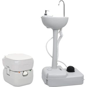 vidaXL Juego de inodoro con lavabo portátil para camping