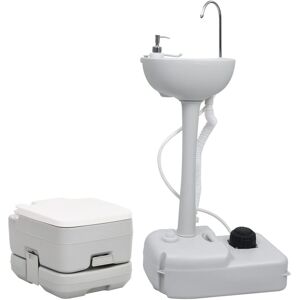 vidaXL Juego de inodoro con lavabo portátil para camping