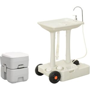 vidaXL Juego de inodoro con lavabo portátil para camping