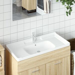 vidaXL Lavabo de baño rectangular cerámica blanco 100x48x23 cm