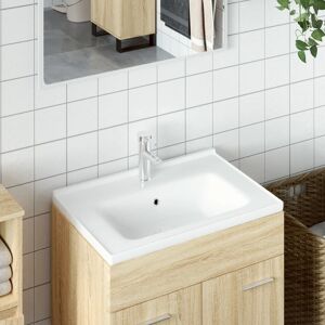 vidaXL Lavabo de baño rectangular cerámica blanco 61x48x19,5 cm