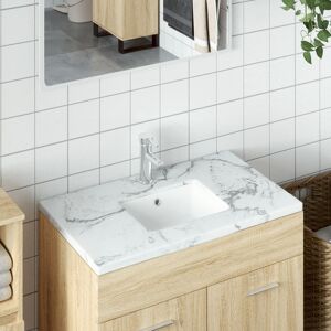 vidaXL Lavabo de baño rectangular cerámica blanco 36x31,5x16,5 cm