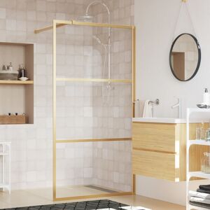 vidaXL Mampara puerta ducha vidrio transparente ESG dorado 100x195 cm