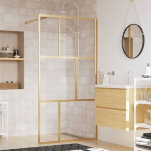 vidaXL Mampara puerta ducha vidrio transparente ESG dorado 100x195 cm