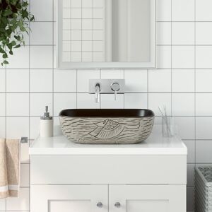 vidaXL Lavabo encimera rectangular cerámica gris negro 48x37,5x13,5 cm