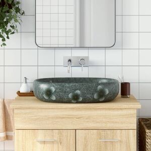 vidaXL Lavabo sobre encimera ovalado cerámica azul 59x40x14 cm