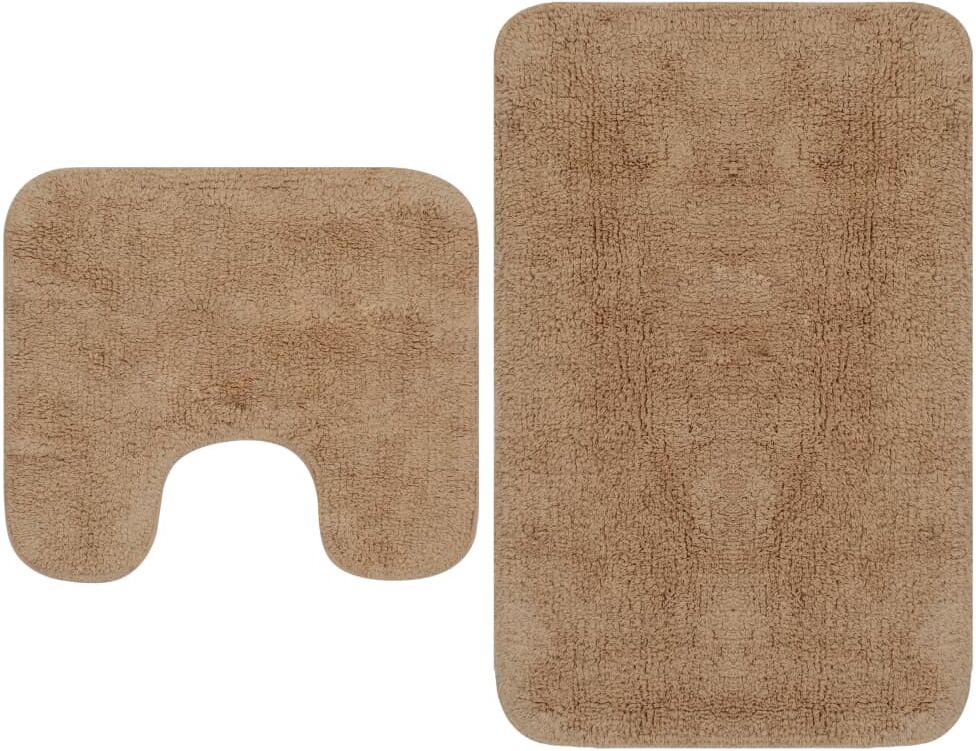 vidaXL Conjunto de alfombrillas de baño de tela 2 piezas beige