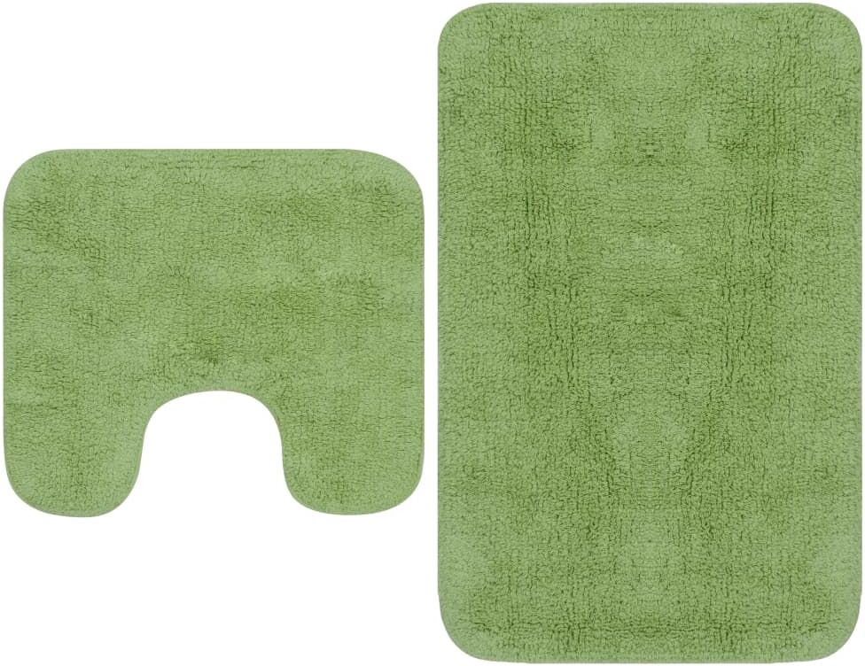 vidaXL Conjunto de alfombrillas de baño de tela 2 piezas verde