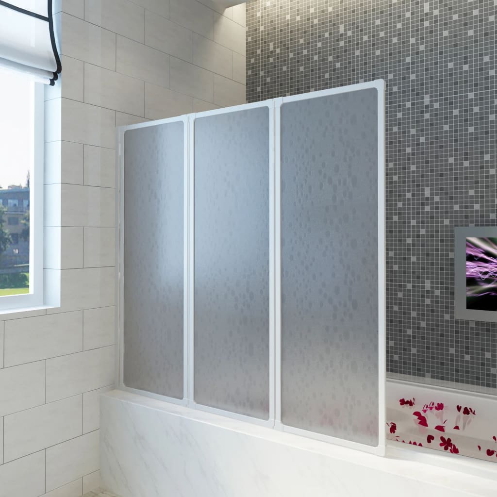 vidaXL Mampara de ducha con 3 paneles plegables, 141 x 130 cm