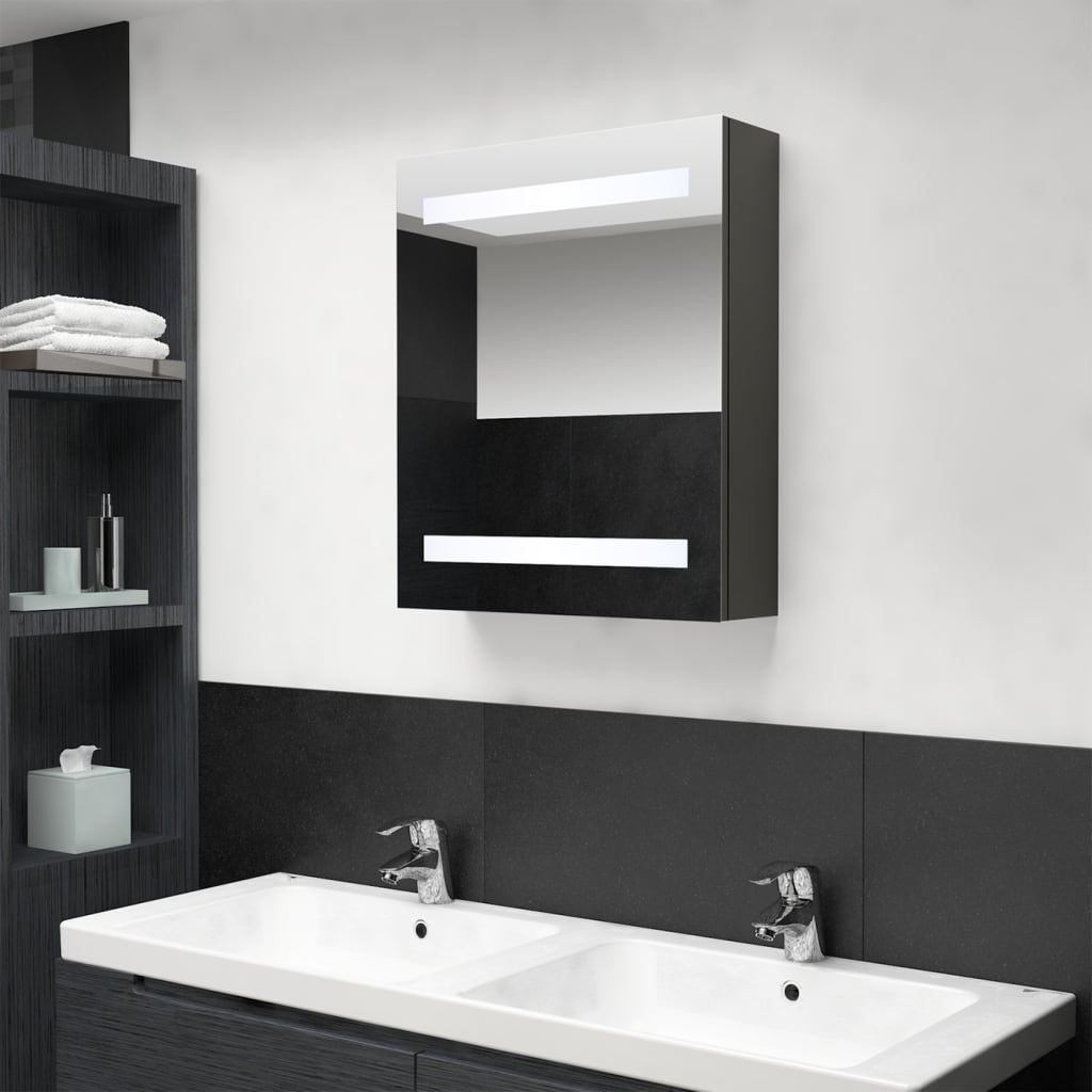 vidaXL Armario de baño con espejo gris antracita 50x14x60 cm