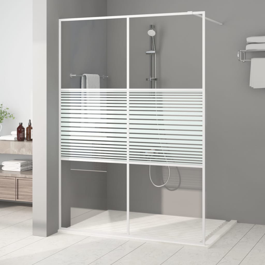 vidaXL Mampara de ducha vidrio ESG transparente blanco 140x195 cm