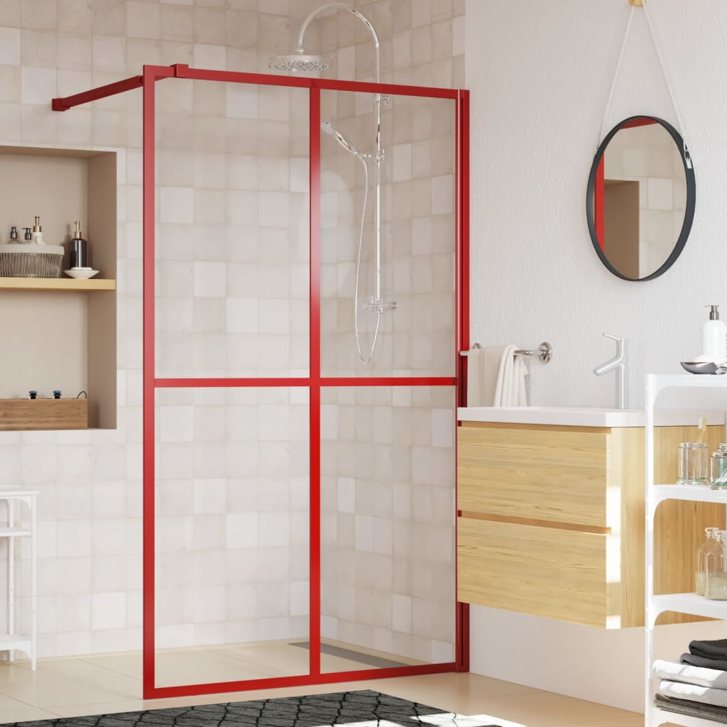 vidaXL Mampara puerta de ducha vidrio transparente ESG rojo 140x195 cm