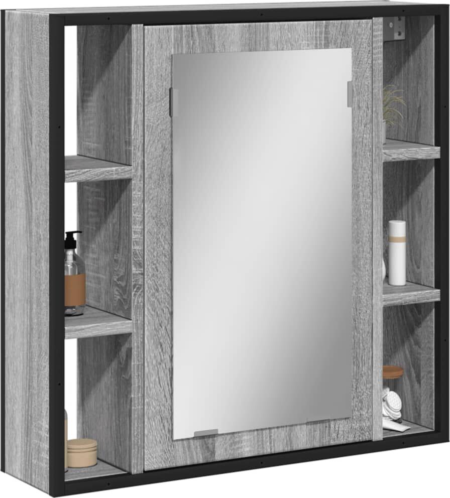 vidaXL Armario con espejo de baño madera gris Sonoma 60x16x60 cm