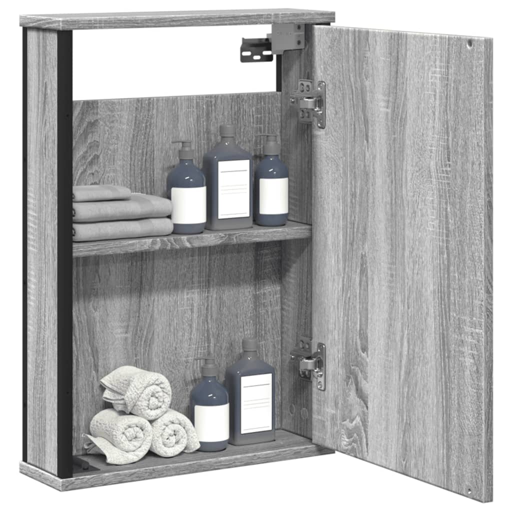 vidaXL Armario con espejo de baño madera gris Sonoma 42x12x60 cm