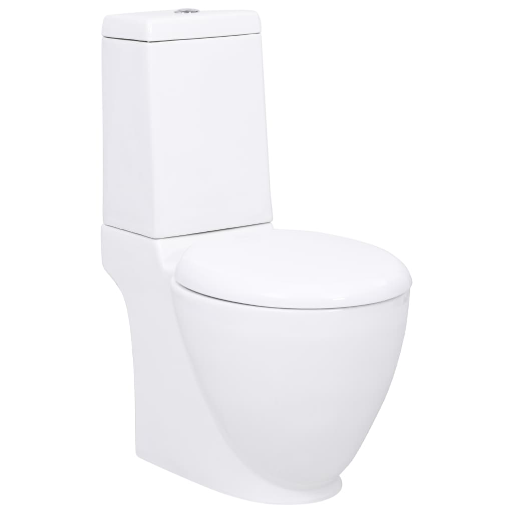 vidaXL Inodoro WC flujo posterior de cerámica blanco