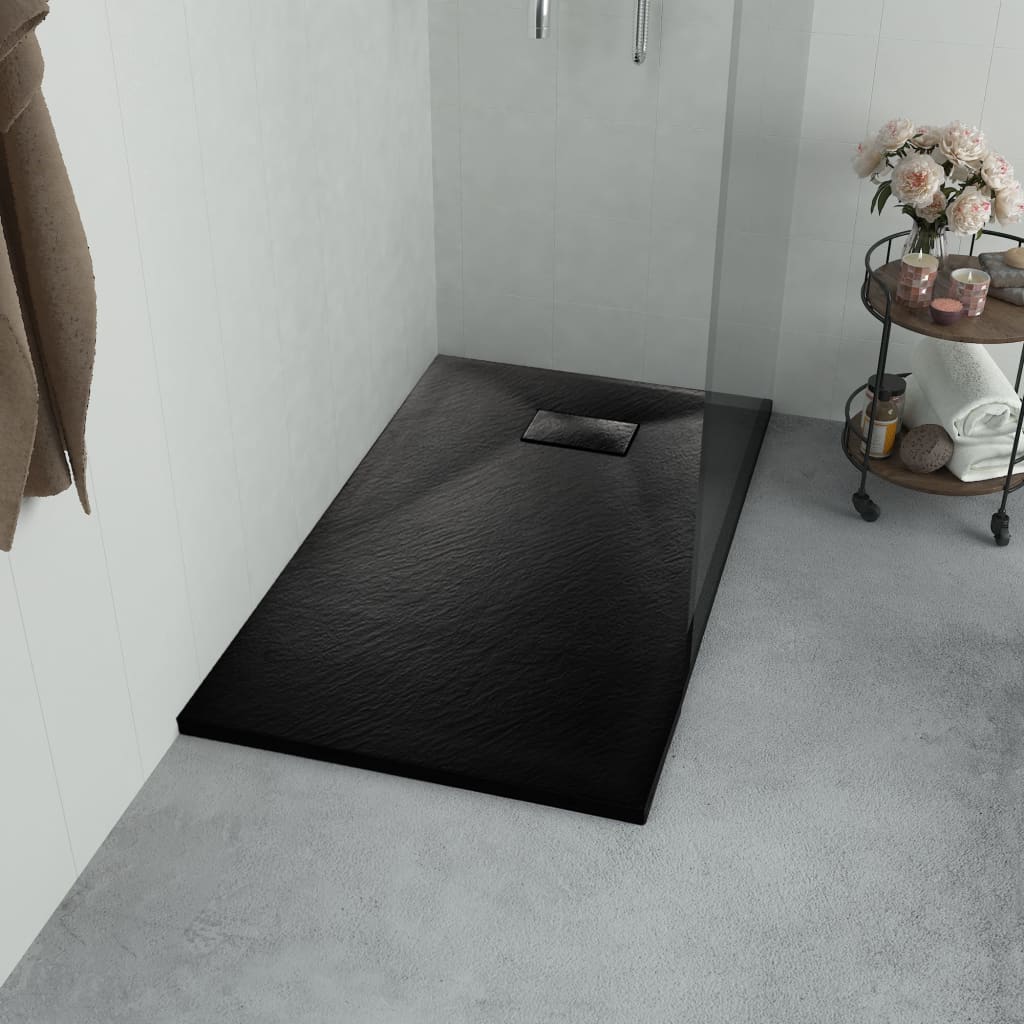 vidaXL Plato de ducha SMC negro 90x80 cm