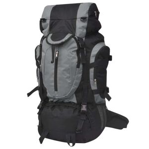 vidaXL Mochila de senderismo XXL negro y gris 75 l