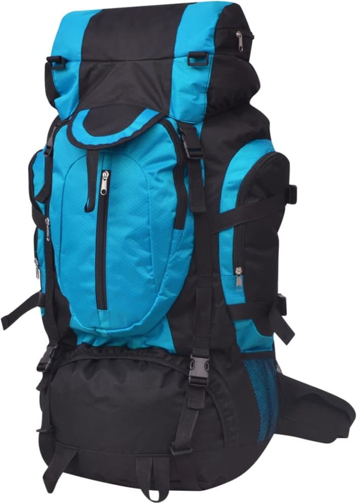 vidaXL Mochila de senderismo XXL negro y azul 75 l