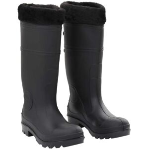 vidaXL Botas de agua con calcetines extraíbles negro número 38 PVC