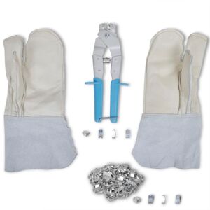 vidaXL Set para alambre concertina con aplicador de clips, guantes, 200 clips
