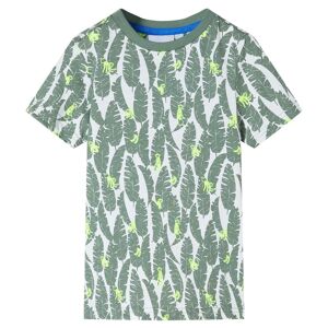 vidaXL Camiseta infantil crudo y verde hiedra oscuro 104