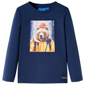 vidaXL Camiseta infantil de manga larga azul marino melange 128