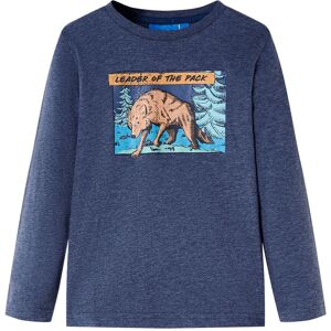 vidaXL Camiseta infantil de manga larga azul oscuro melange 116