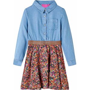 vidaXL Vestido infantil de manga larga azul marino y vaquero 92