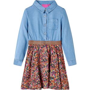 vidaXL Vestido infantil de manga larga azul marino y vaquero 104