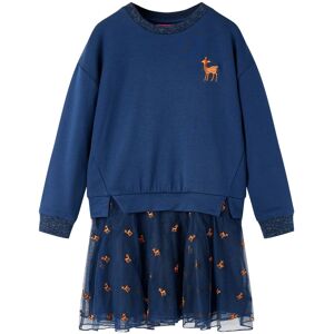 vidaXL Vestido infantil de manga larga azul marino 116