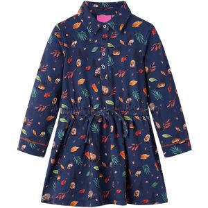 vidaXL Vestido infantil de manga larga azul marino 116