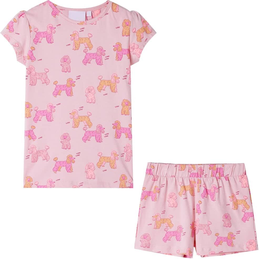 vidaXL Pijama infantil de manga corta rosa claro 92