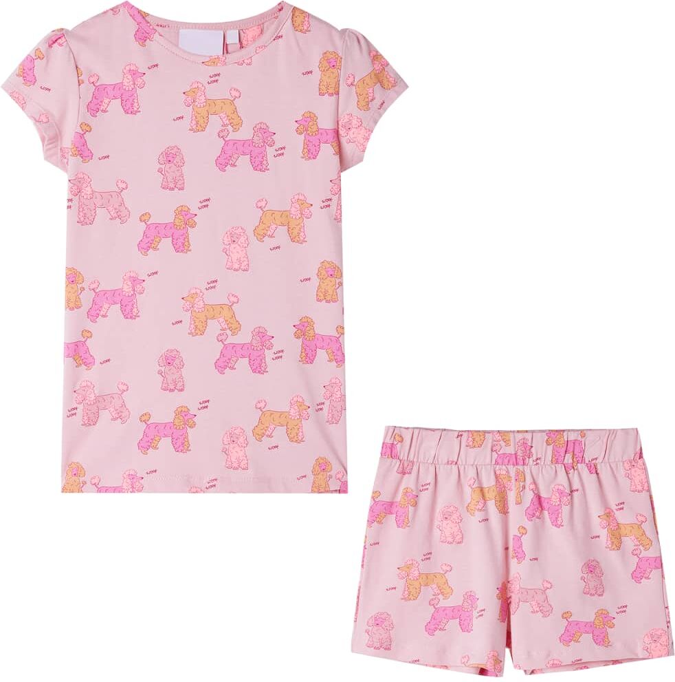 vidaXL Pijama infantil de manga corta rosa claro 128