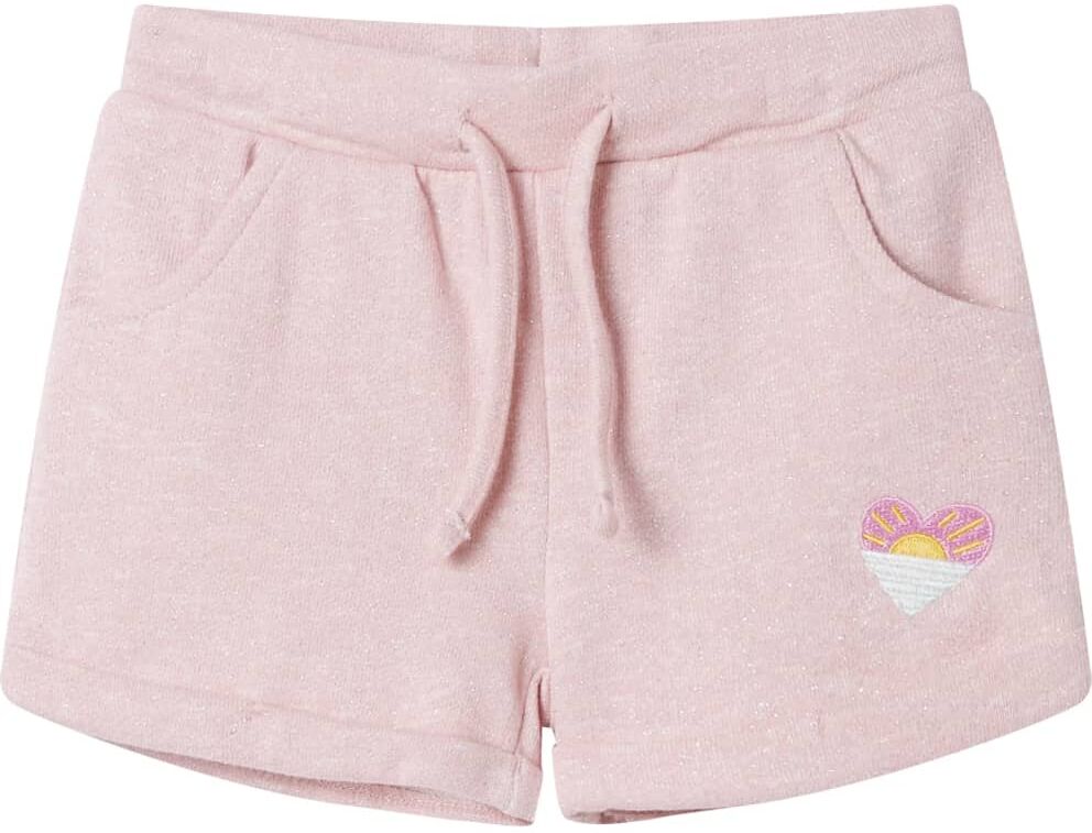 vidaXL Pantalones cortos infantiles con cordón rosa claro mixto 92