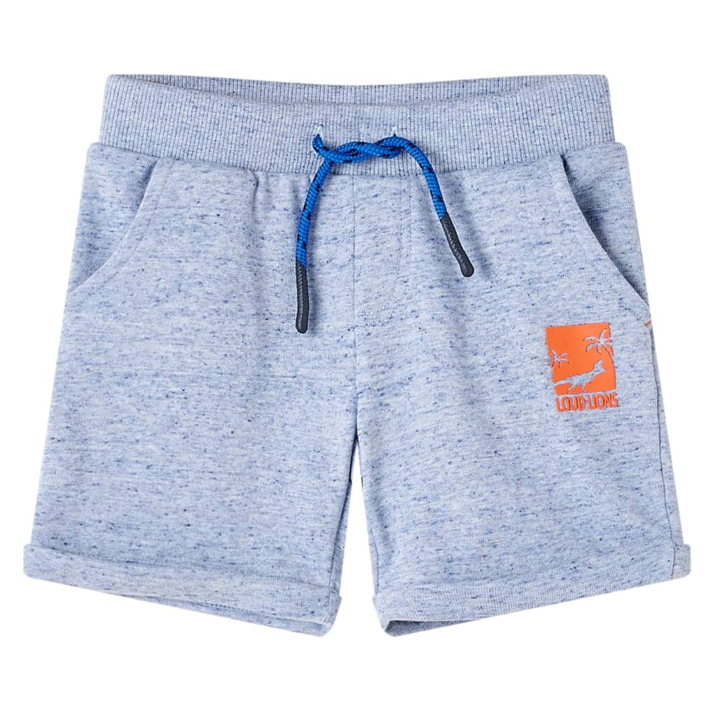 vidaXL Pantalones cortos infantiles con cordón azul mélange 116