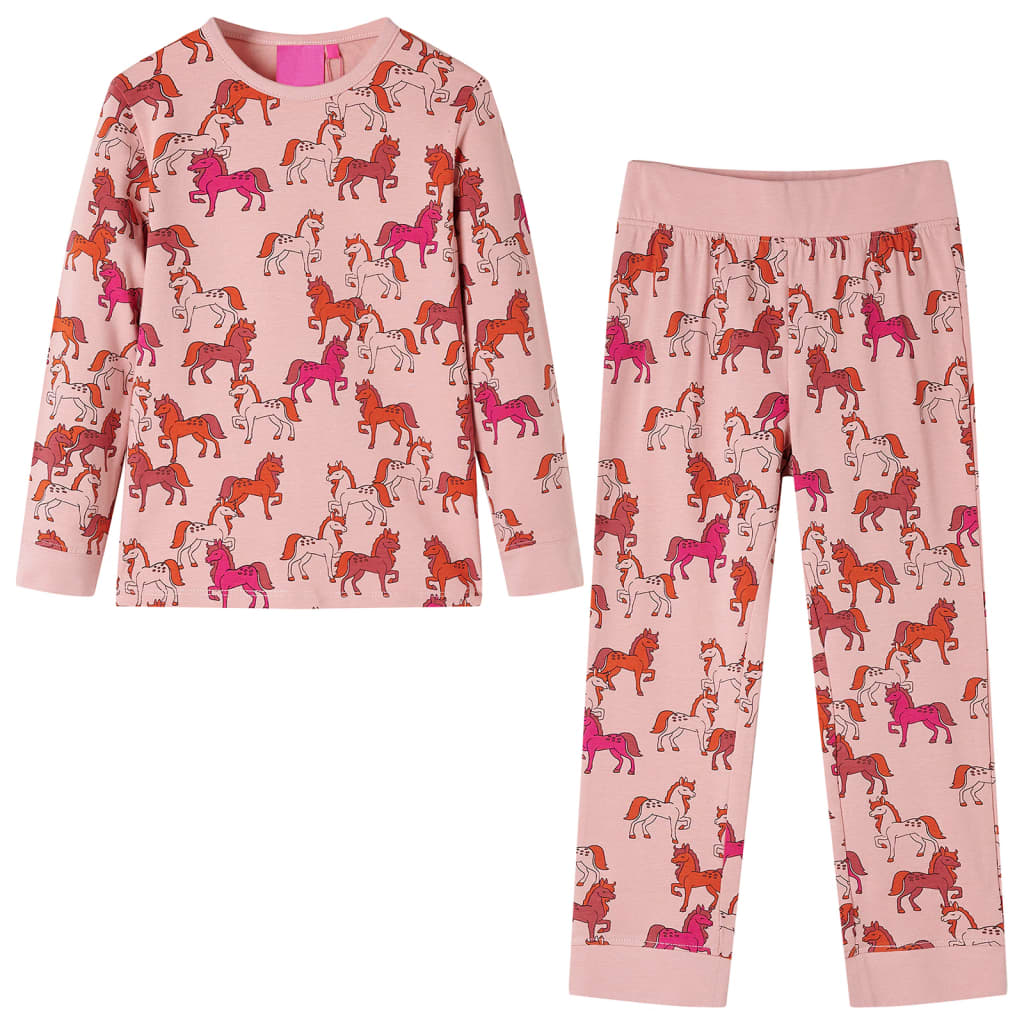 vidaXL Pijama infantil de manga larga rosa claro 92