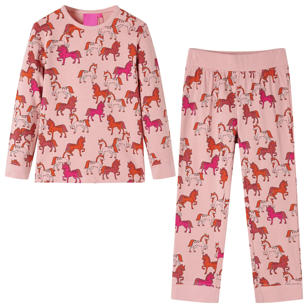 vidaXL Pijama infantil de manga larga rosa claro 116