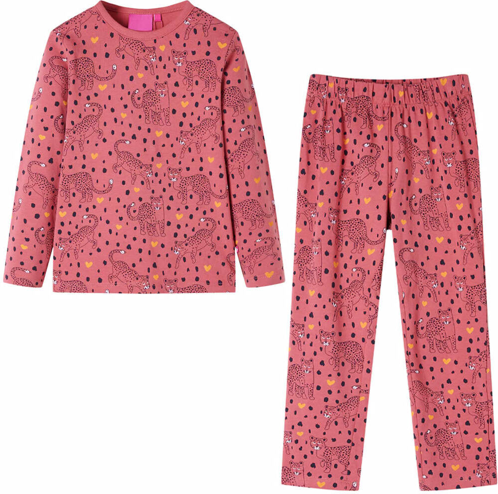 vidaXL Pijama infantil de manga larga rosa viejo 92