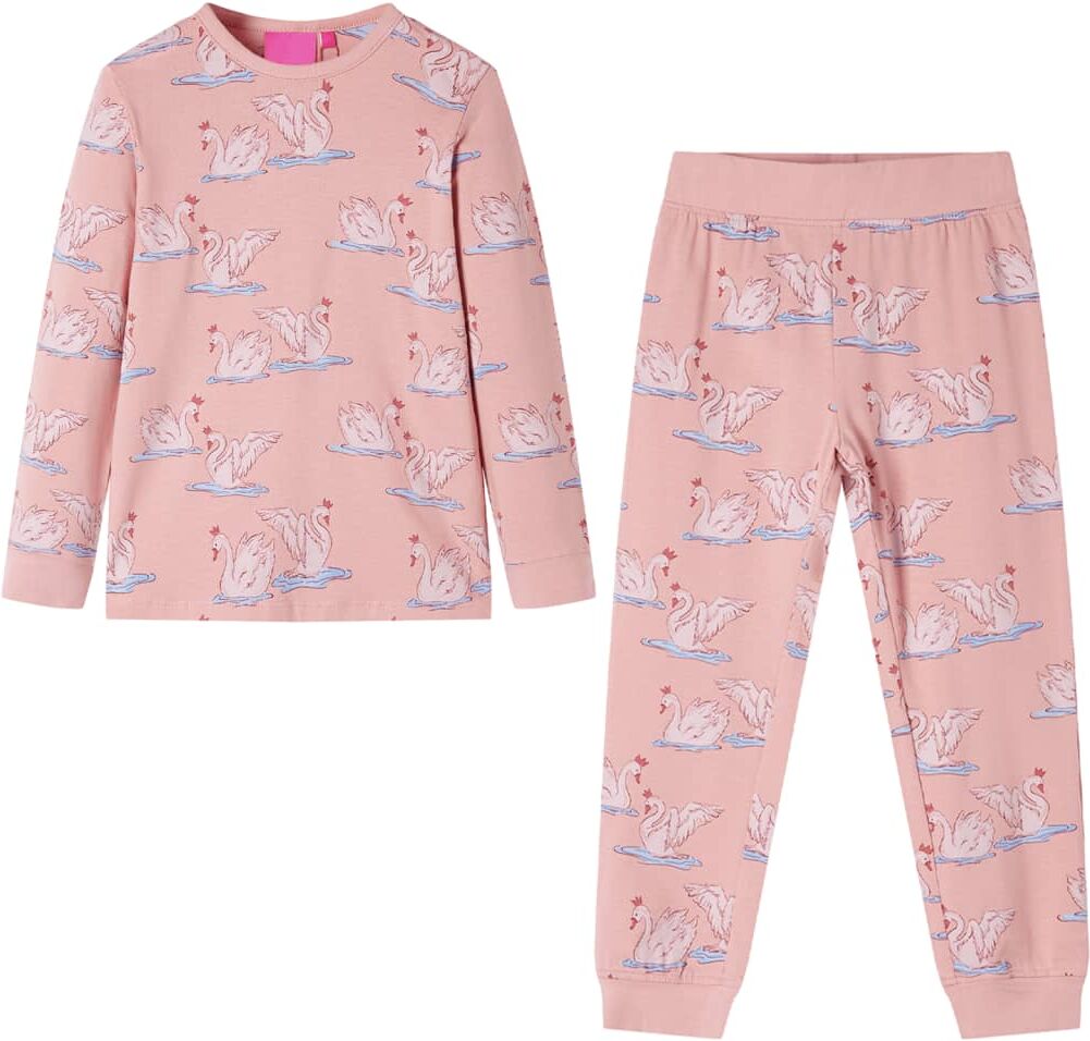 vidaXL Pijama infantil de manga larga rosa claro 116