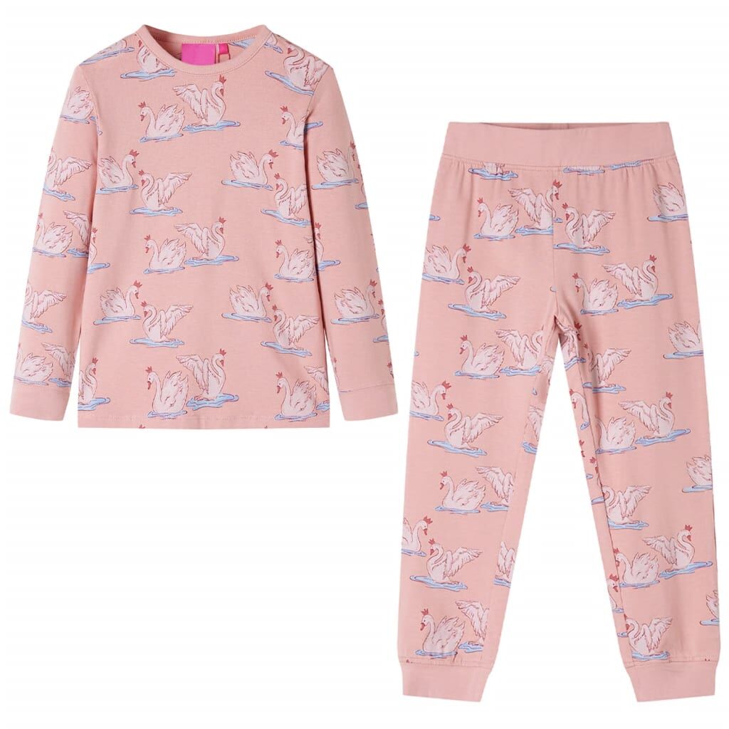 vidaXL Pijama infantil de manga larga rosa claro 140