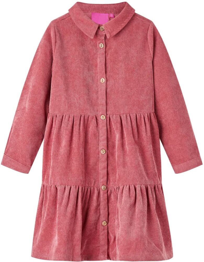 vidaXL Vestido infantil de manga larga de pana rosa palo 92