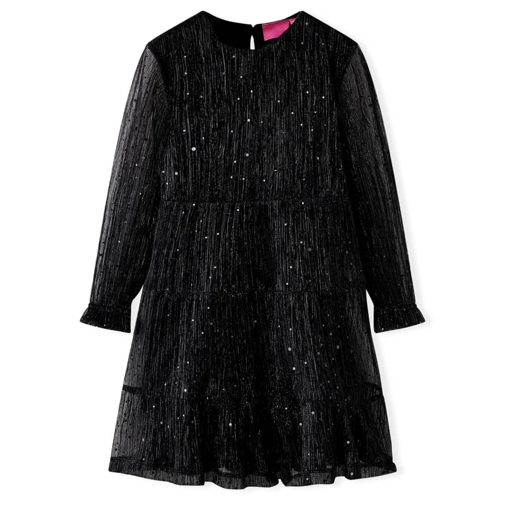 vidaXL Vestido infantil de manga larga negro 140